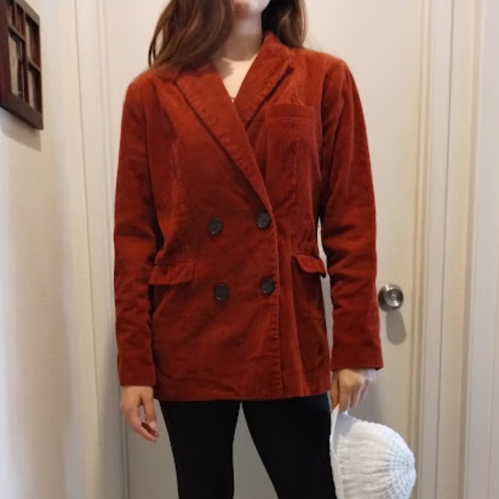 "Just" Brand Terracotta-colored Corduroy Double Breasted Blazer, size Large